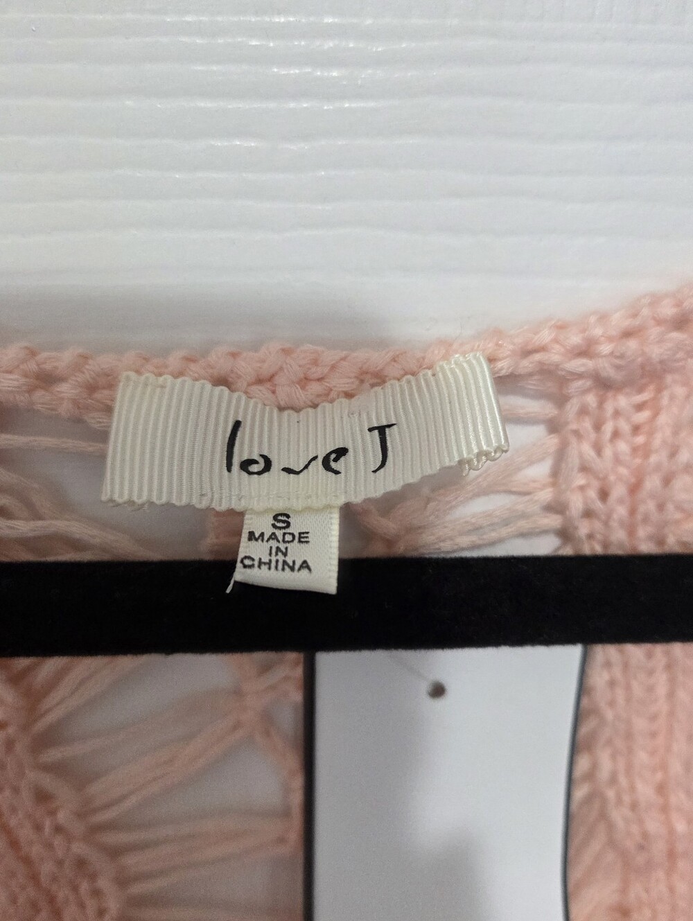 Love J Peach Open Knit Crochet Handkerchief Hem Boho Fairycore Tunic Top Sz Sm - Picture 3 of 7
